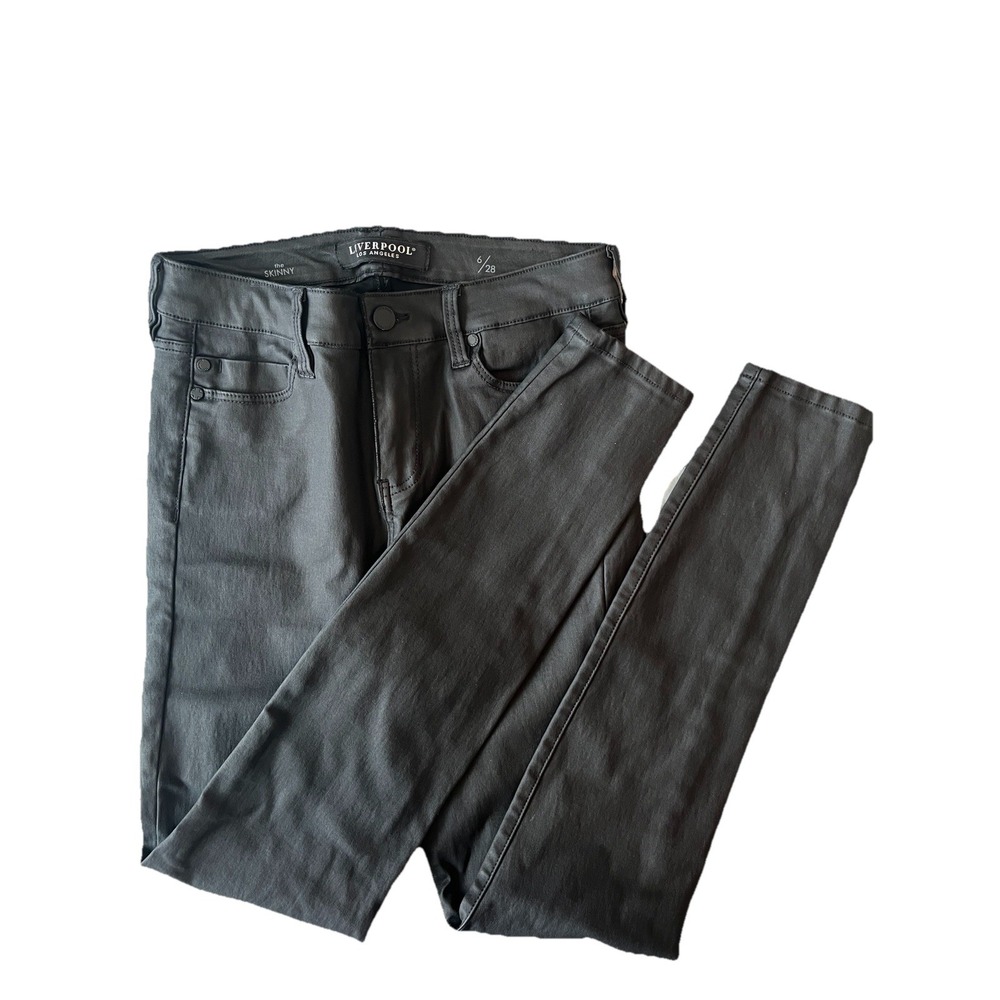 Liverpool Coated Jeans Womens Size 6/28 Black Skinny Stretch Ladies